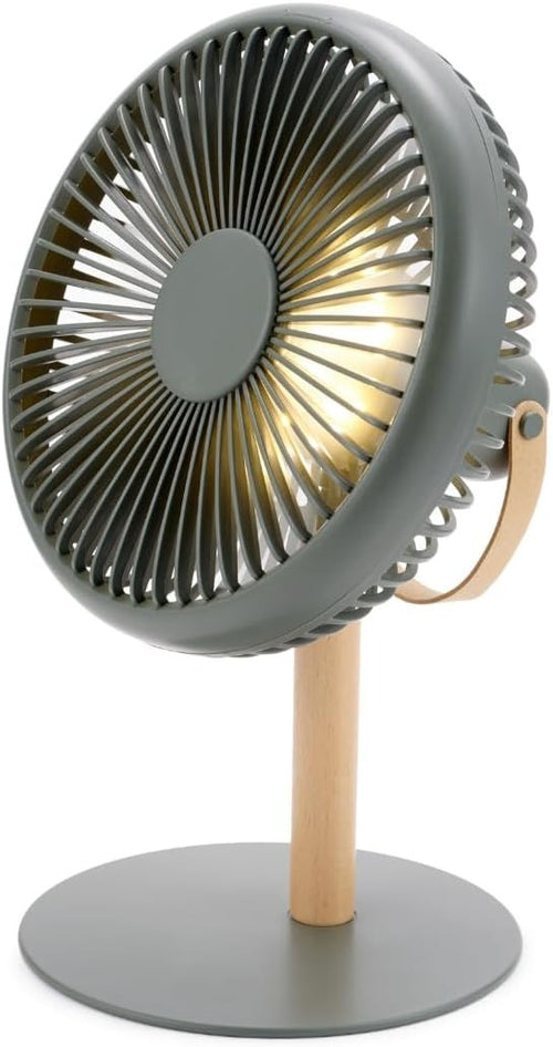 Portable Desk Fan 2-in-1 Rechargeable USB Remote Control Quiet Cooling LED Navy