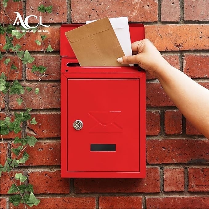 Lockable Cast Iron Wall Post Box – Weatherproof Mailbox for Home & Office Use