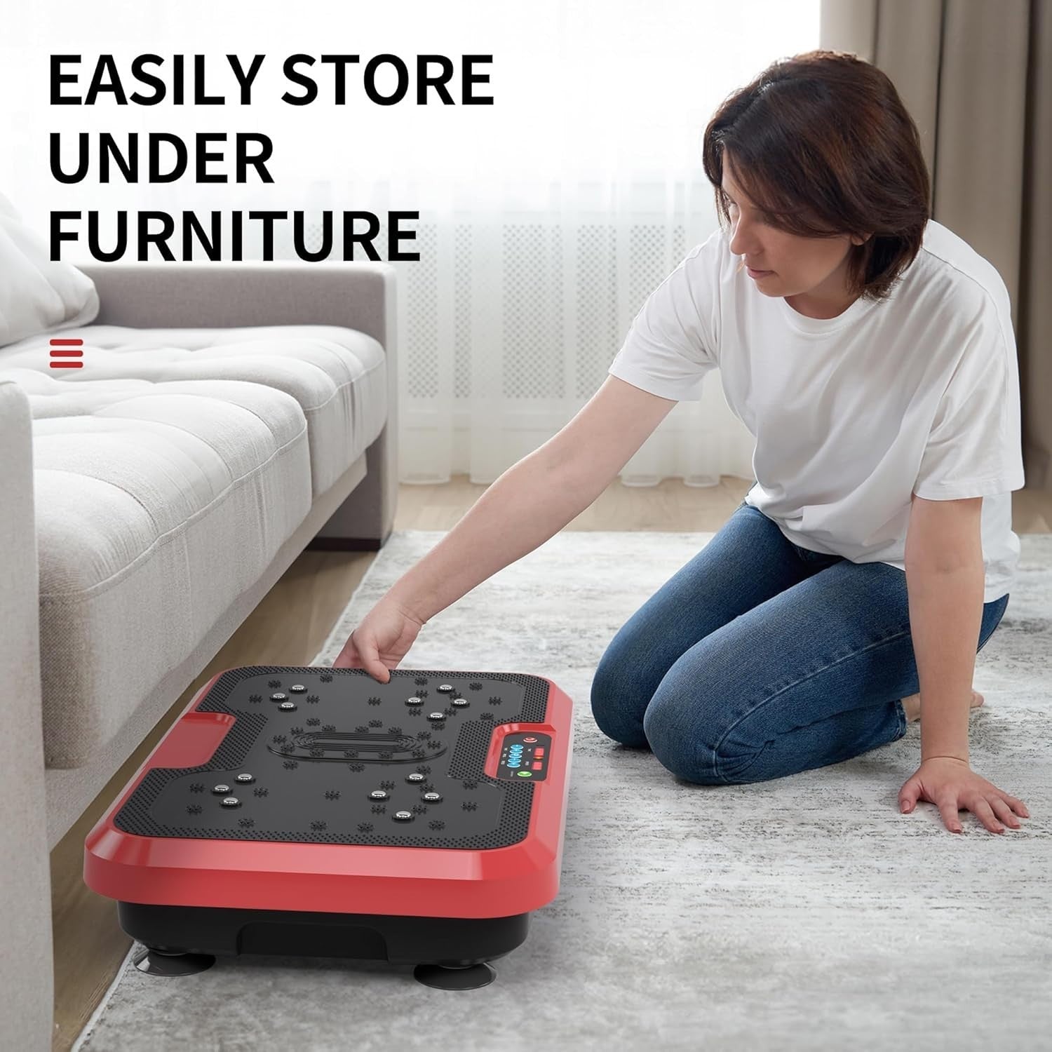 Red Vibration Plate Exercise Machine 200 Speeds Quiet Full Body Workout