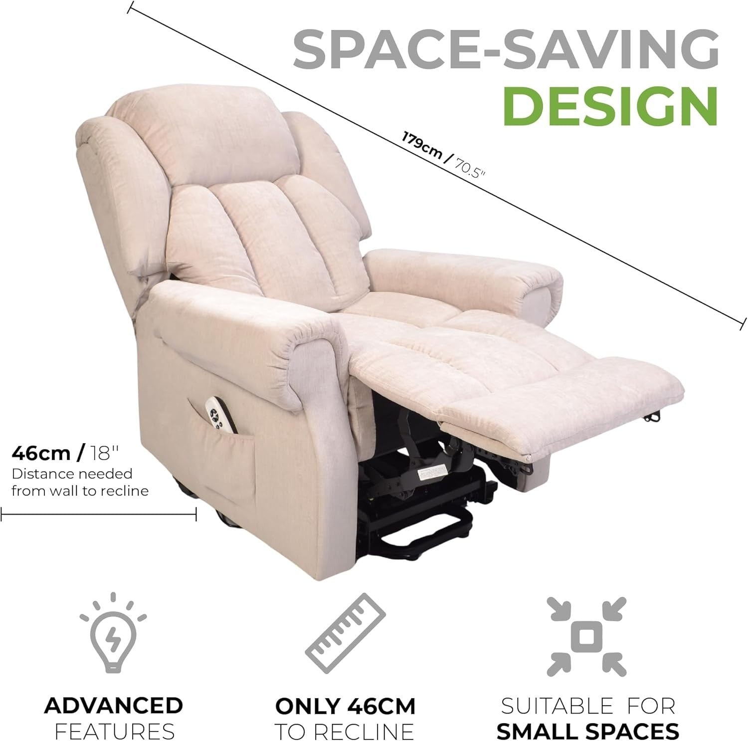 Dual Motor Lift Recliner Chair Heat Massage Riser Mobility Support Fabric Beige