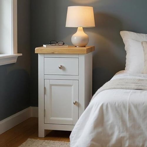 Cashmere Grey Bedside Cabinet with Drawer & Cupboard | Fully Assembled Unit