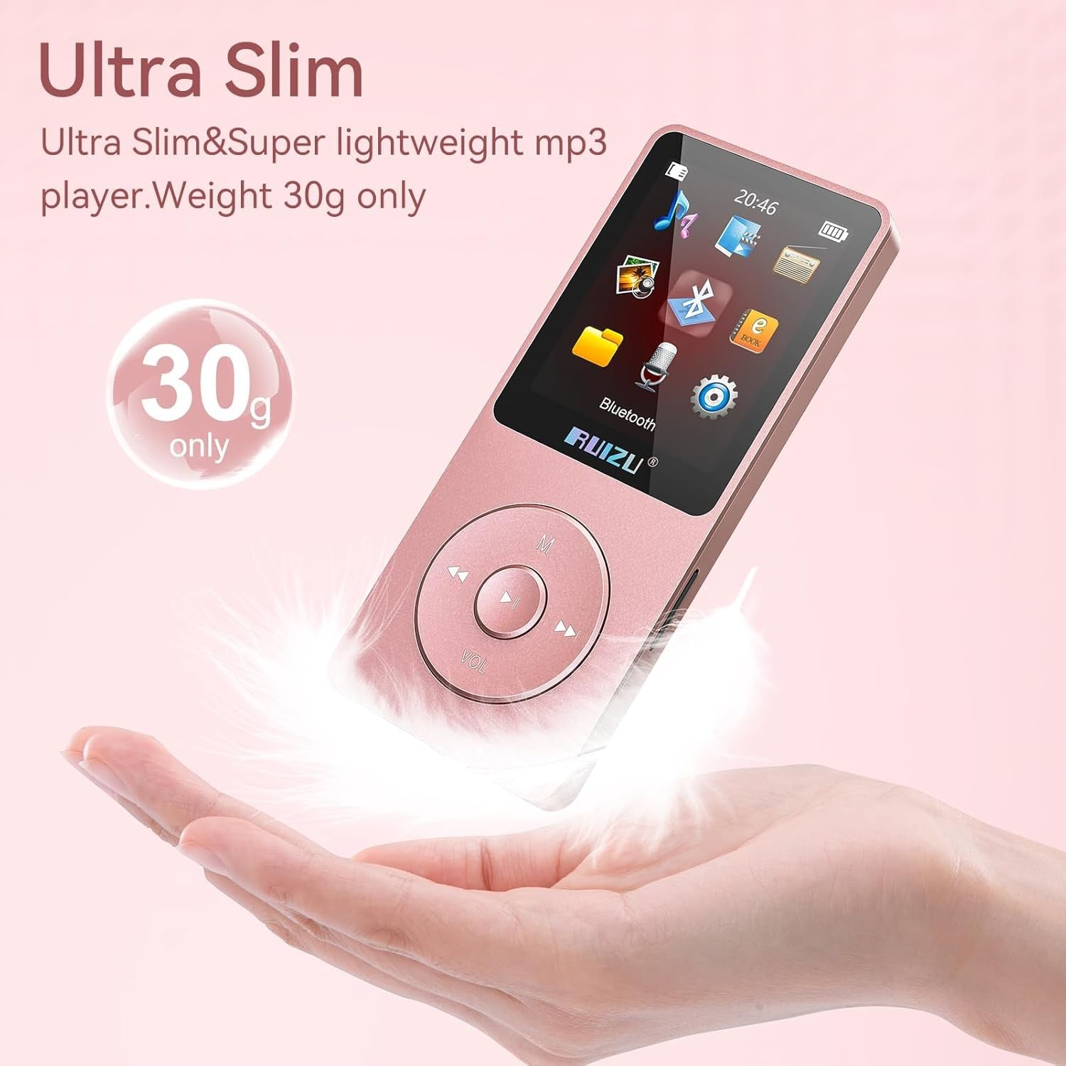 32GB MP3 Player Bluetooth 5.3 80H Battery 1.8" Screen TF 128GB