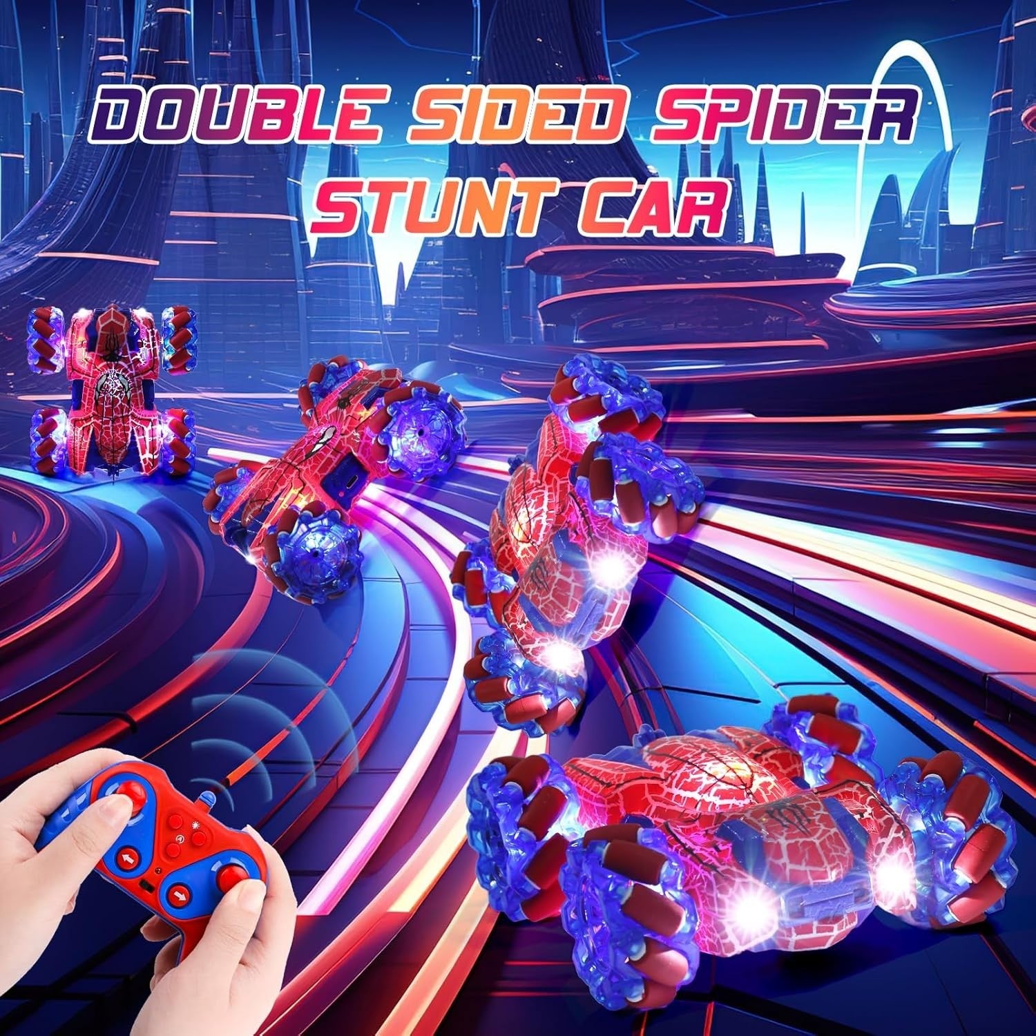 Spider Gesture RC Car 4WD 360° Flip Double Sided Light Up Toy for Kids