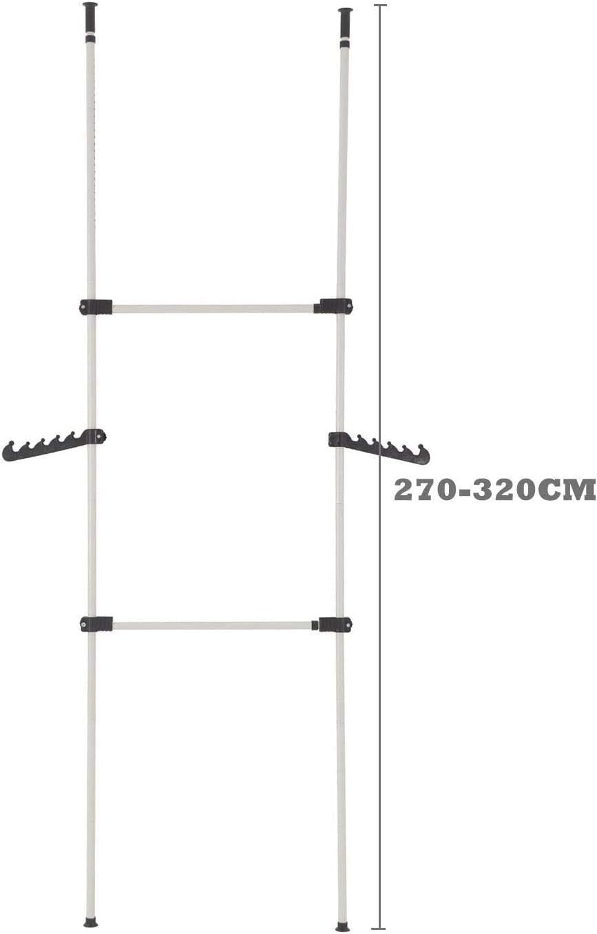 Adjustable Hanging Clothes Rail with 2 Bars White 270–320cm