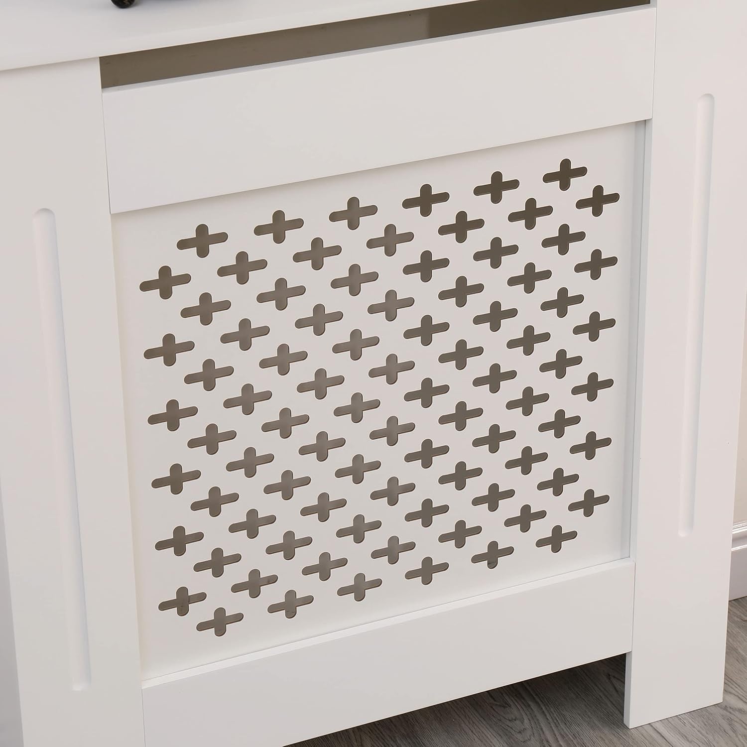 Modern MDF Radiator Cover Small White | Decorative Grill Cabinet