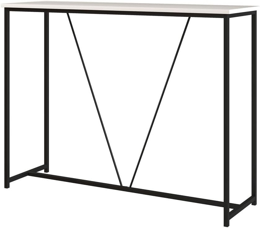 Modern Slim Wooden Console Table with Display Shelf, 100cm, White