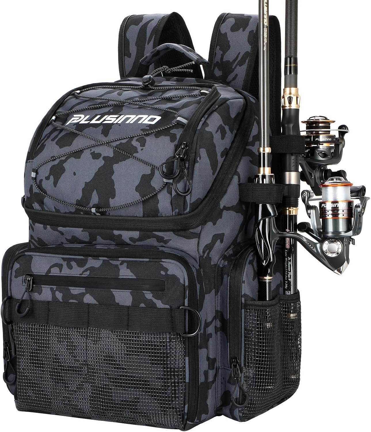 Large 45L Water-Resistant Fishing Backpack with Rod Holders & Cooler