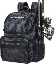 Large 45L Water-Resistant Fishing Backpack with Rod Holders & Cooler