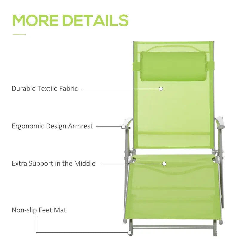 Adjustable Reclining Folding Sun Lounger Chair Outdoor Garden Relaxer