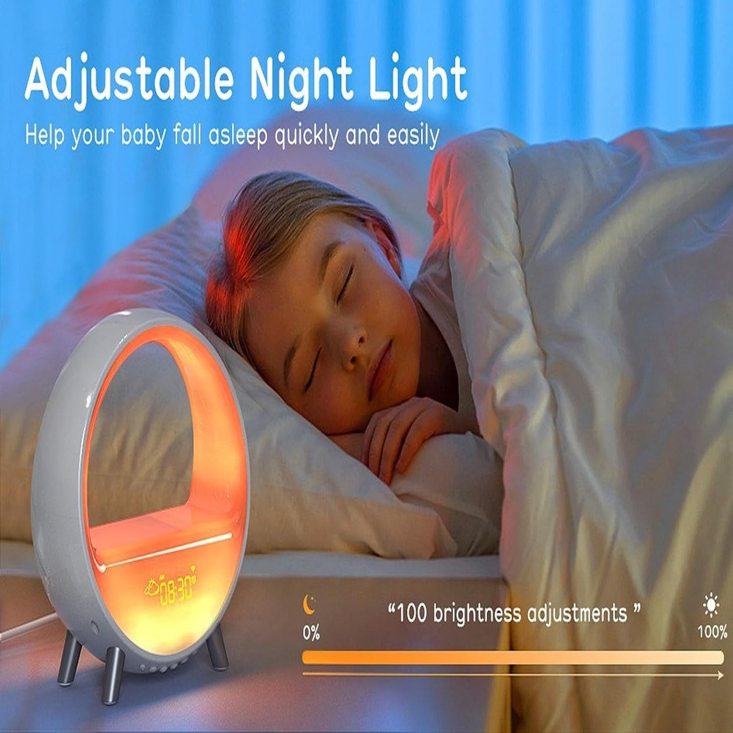 Bluetooth Speaker Alarm Clock Wireless Charging LED Night Light App Control
