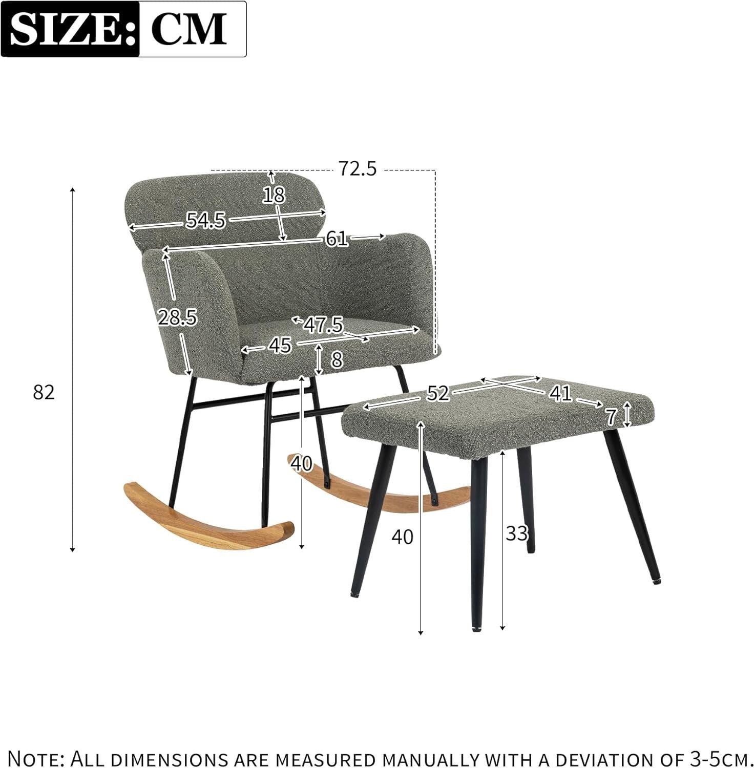 Modern Rocking Chair with Footstool Lounge Armchair Soft Cushions