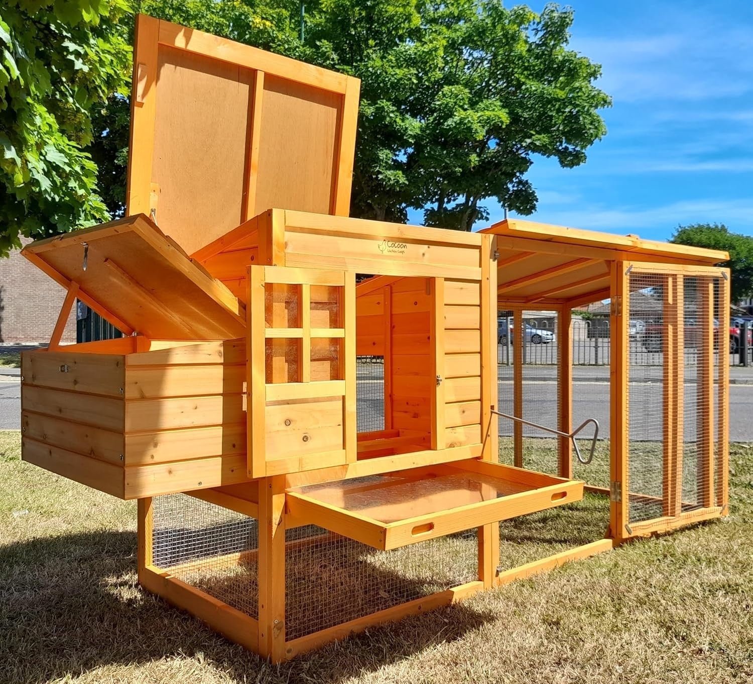 8FT Chicken Coop Hen House Ark Run Nest Box 4–6 Birds