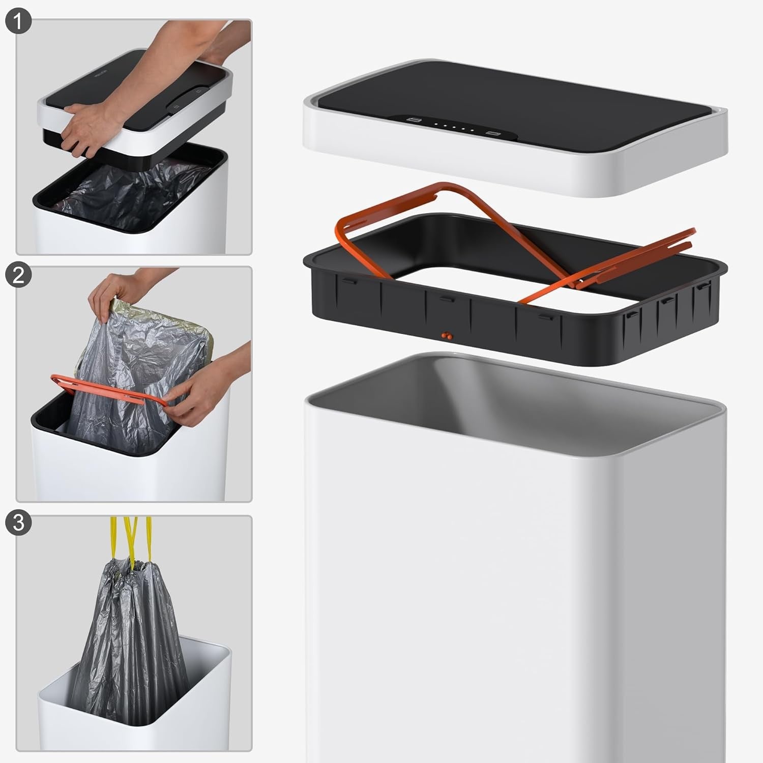 50L Automatic Touchless Kitchen Bin Stainless Steel Motion Sensor