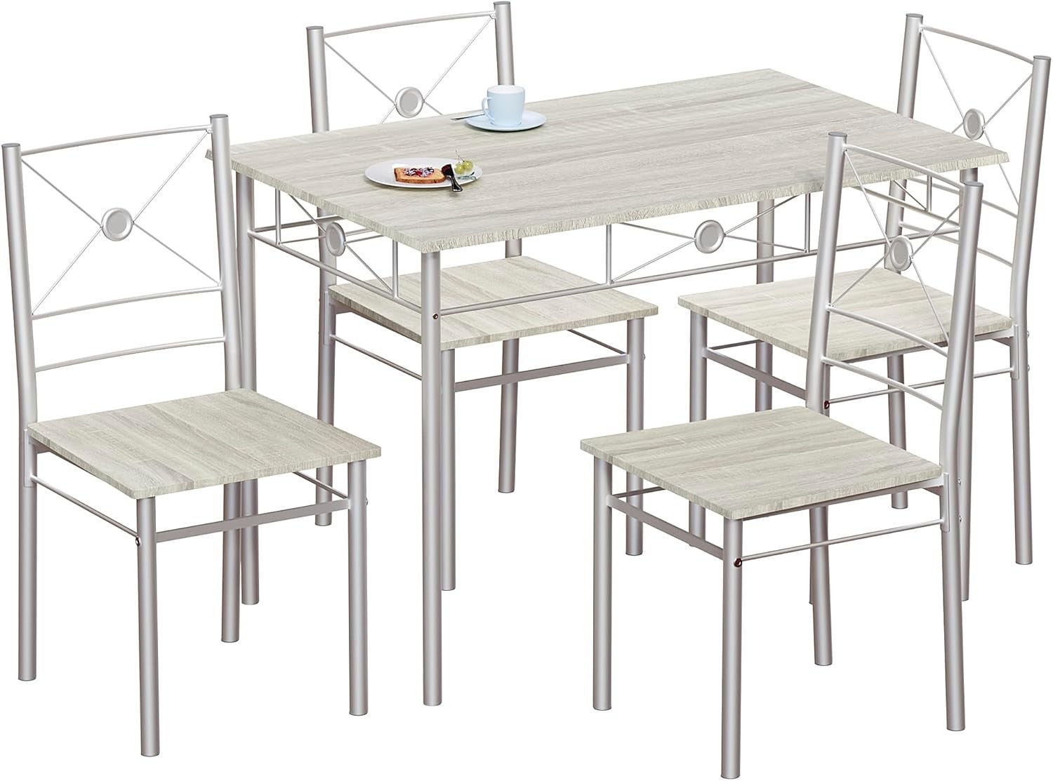 Oak Effect 4-Seater Dining Table Set | Compact Kitchen Breakfast Furniture