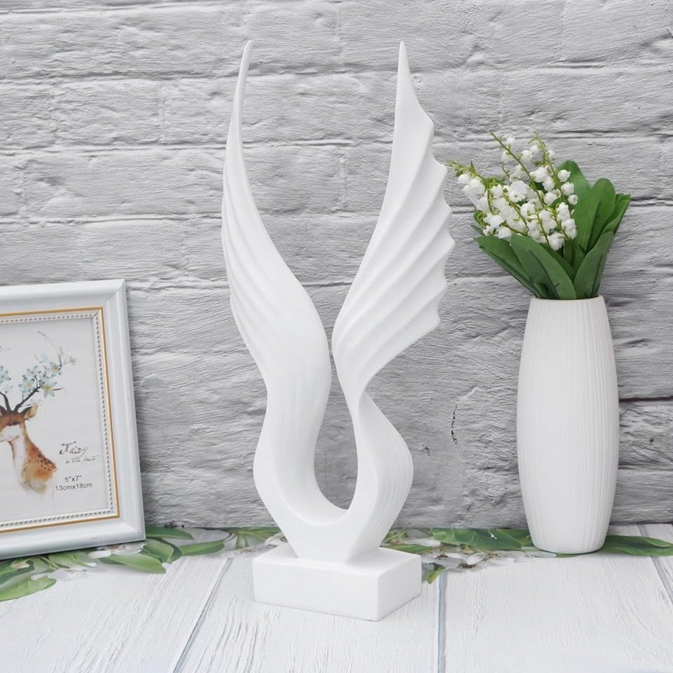 Angel Wing Resin Sculpture Modern White Ornament for Living Room Bedroom Decor