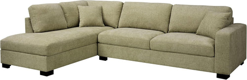 Sage Green Chenille Corner Sofa Left Hand – 5 Seater with Footstool Option