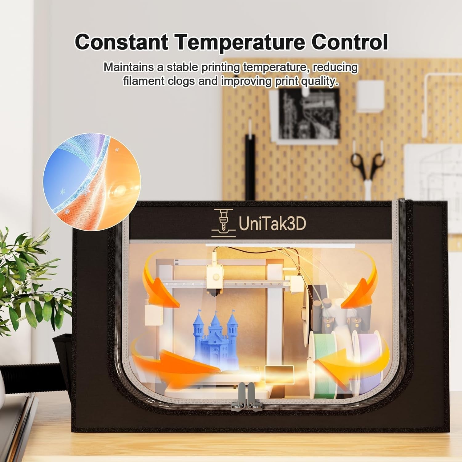3D Printer Enclosure with Ventilation LED Fireproof Tent for A1 AMS