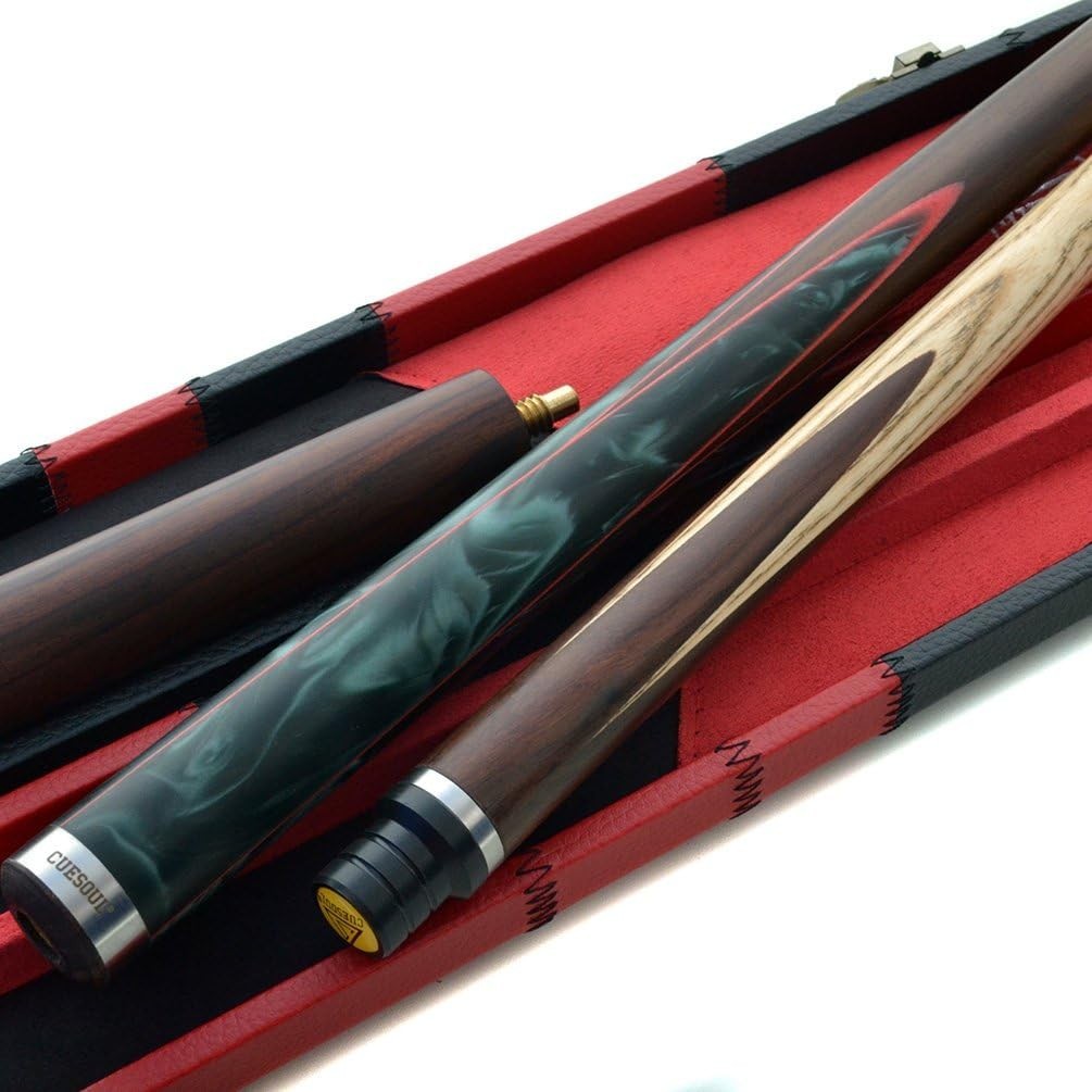 57" Hand Spliced 3/4 Snooker Cue 18oz 9.5mm Tip Extensions Case