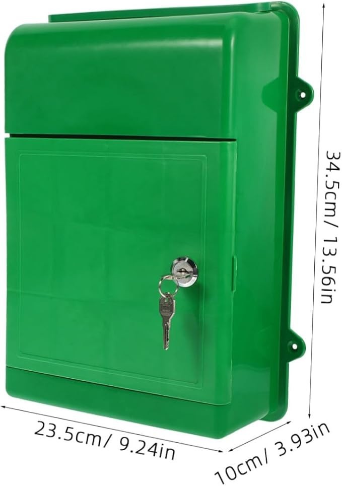 Wall Mounted Locking Mailbox Green Weatherproof Secure Post Box for Home Office