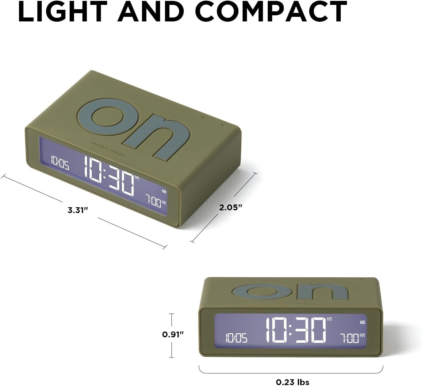 Mini Digital Alarm Clock LED Flip On Off Touch Rechargeable
