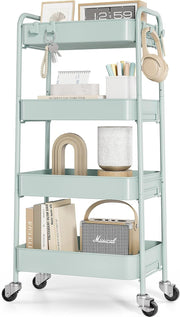 4 Tier Metal Storage Trolley on Wheels Utility Cart