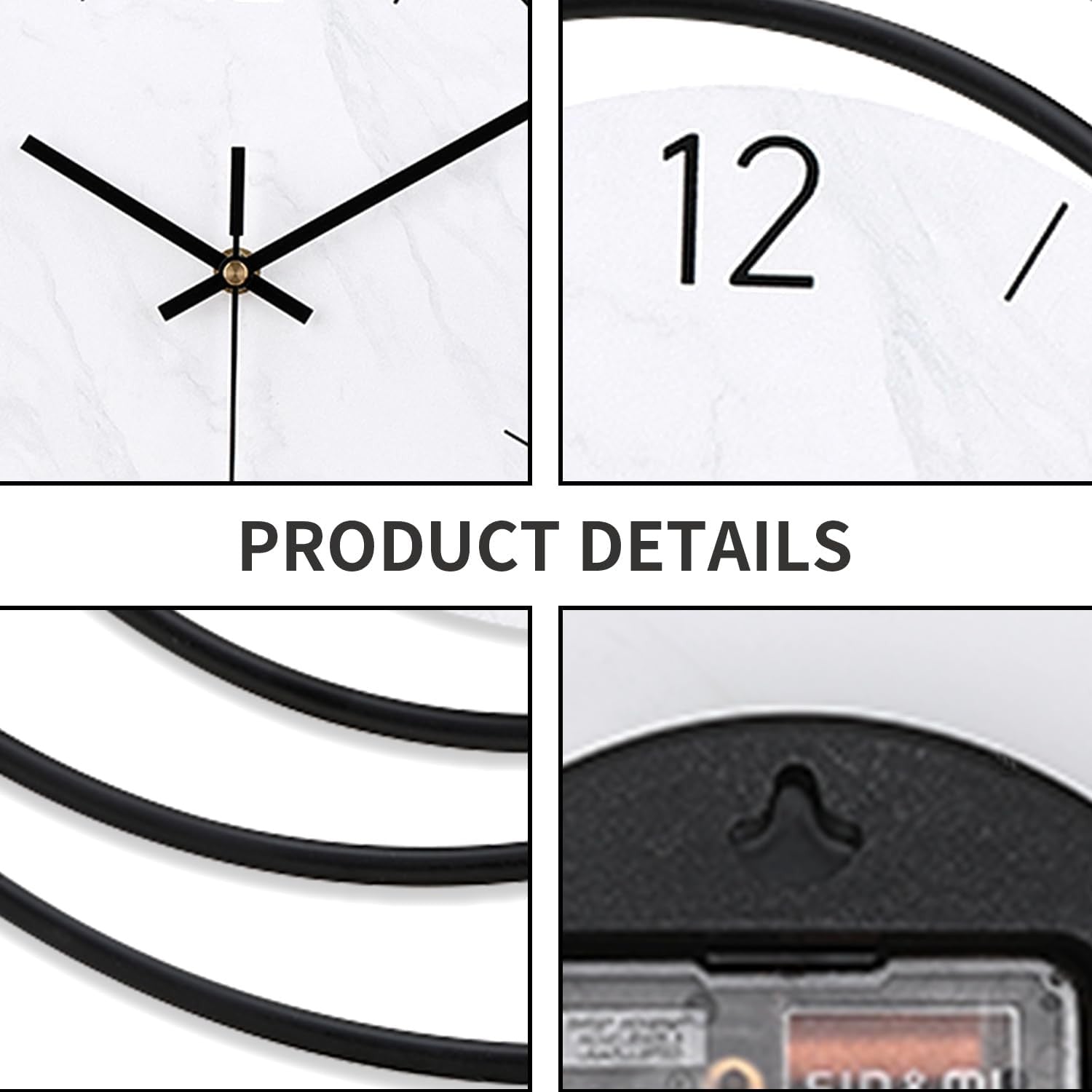 40cm Large Wall Clock Modern Silent Quartz | White Frame | Living Room Kitchen