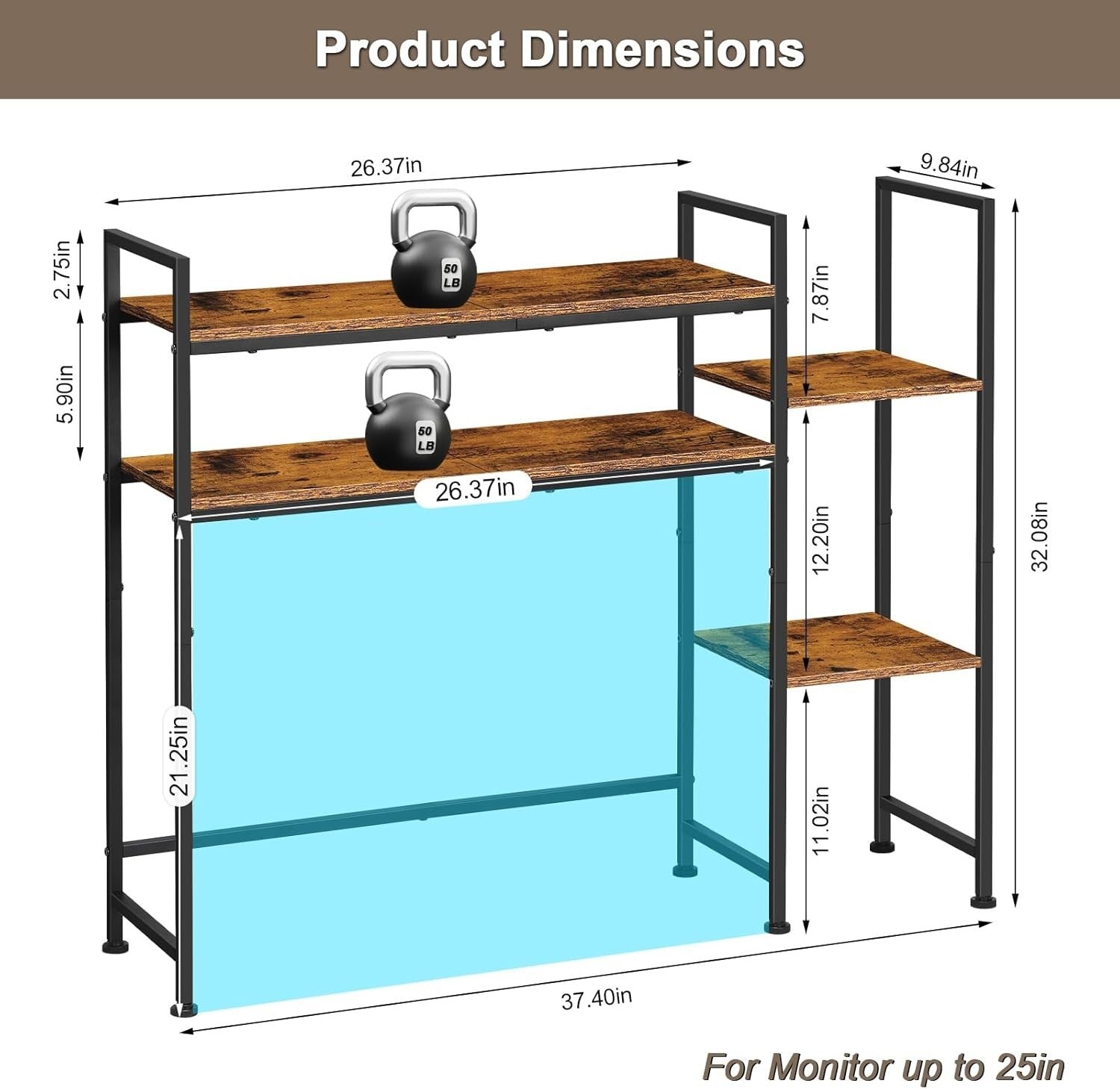 4-Tier Desktop Bookshelf Hutch | 95cm Desk Organizer Rack Over Monitor Storage