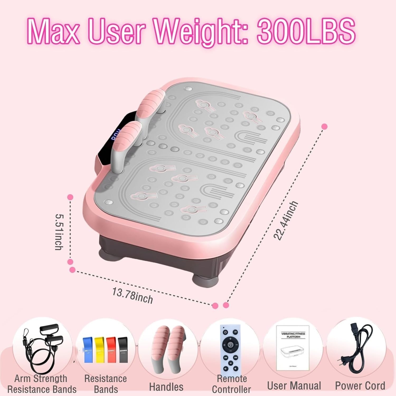 Pink Vibration Plate Exercise Machine Whole Body Workout Home Fitness