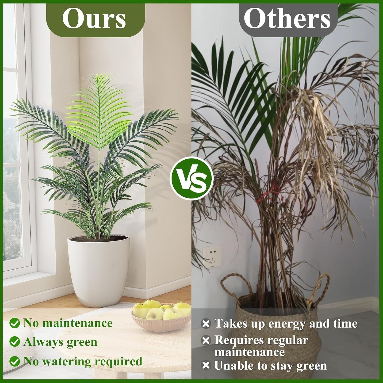 90cm Artificial Palm Trees 2pcs Small Tropical Plants Indoor Home Decor Set