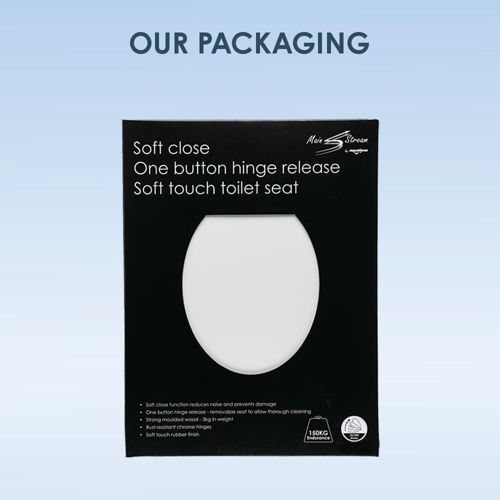 White Soft Touch Toilet Seat Slow Close Click Lift Clean Matte Finish 42x36cm