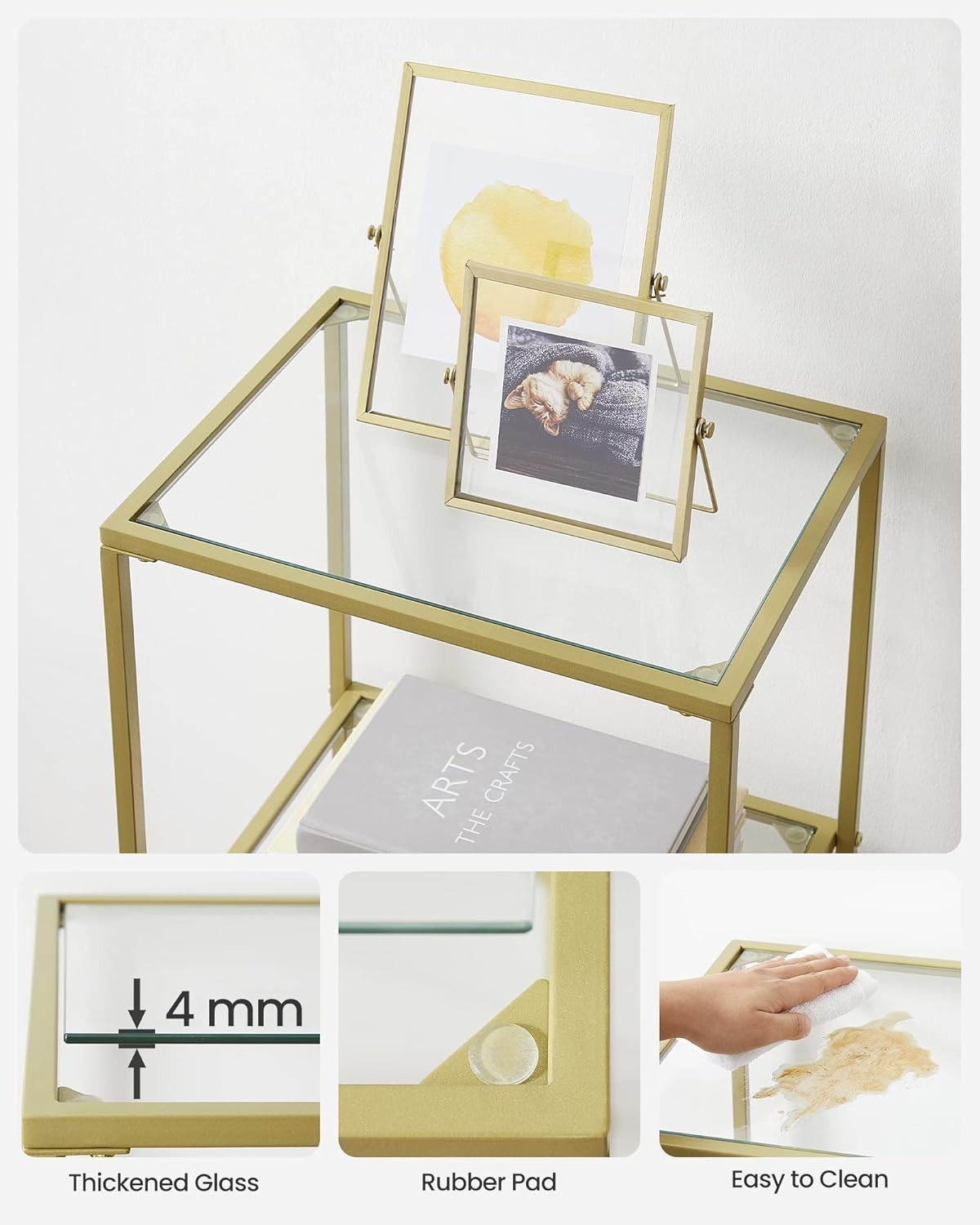 6-Tier Gold Glass Shelf Unit | Tall Luxury Display Rack for Living Room Office