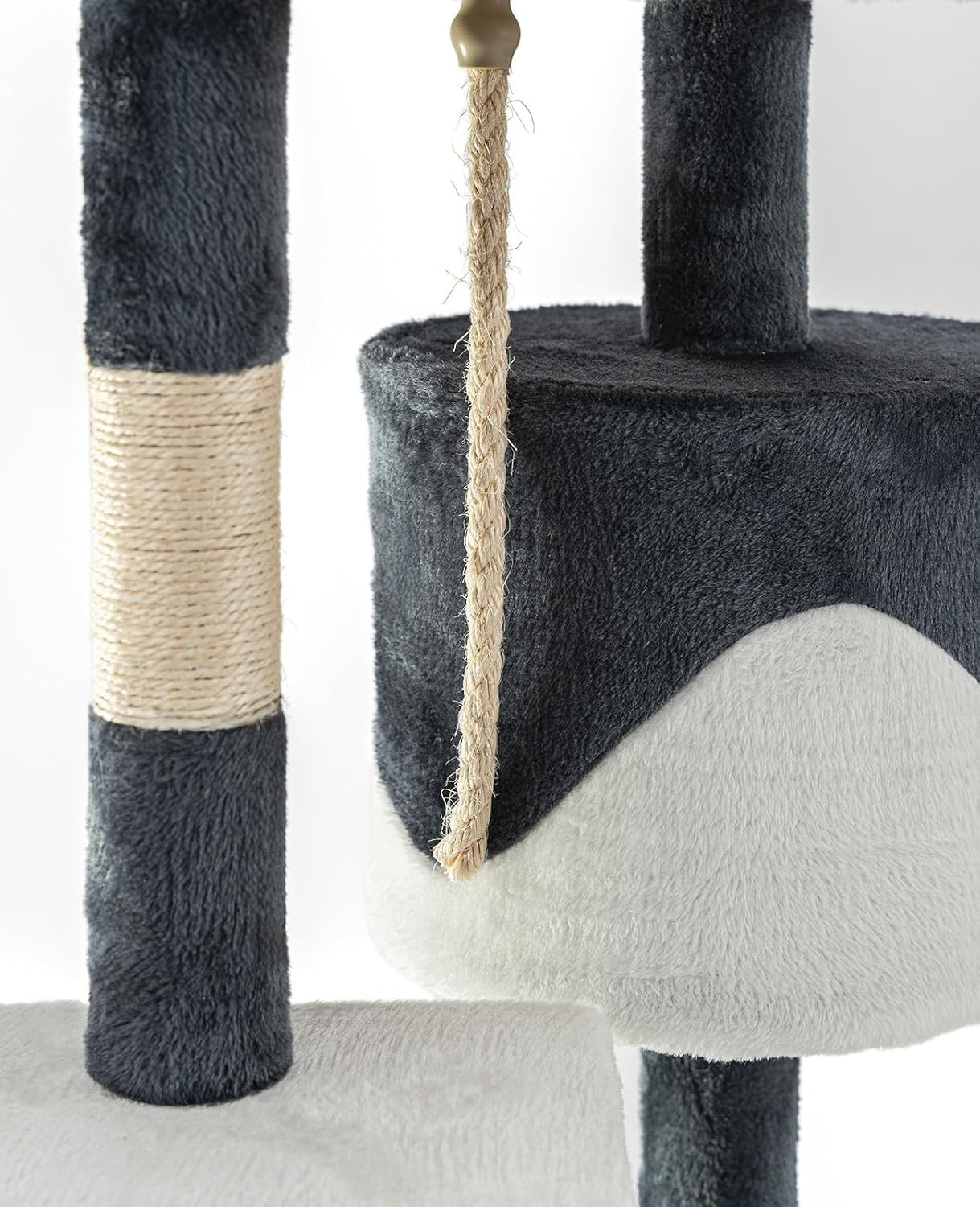 Cat Tree Scratching Post 112cm Condo Tower Sisal Rope Grey White