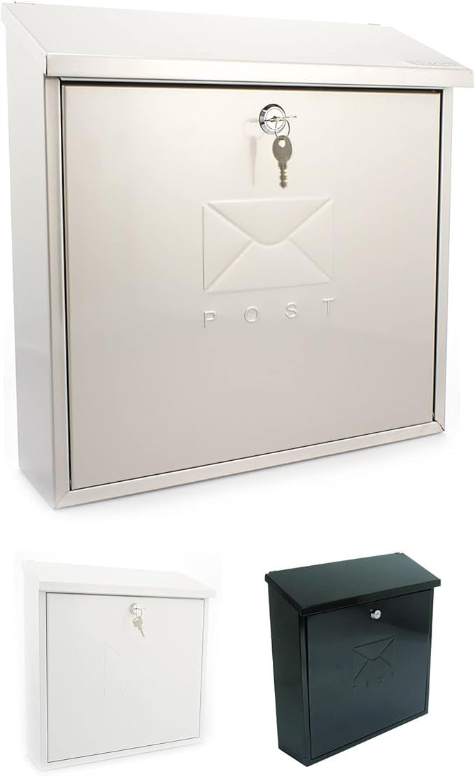 Wall Mounted Lockable Mailbox Stainless Steel Weatherproof Dual Access 368x368mm