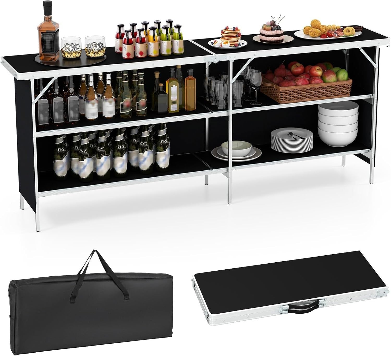 Portable Folding Camping Table 206cm Outdoor Picnic Aluminum BBQ Storage