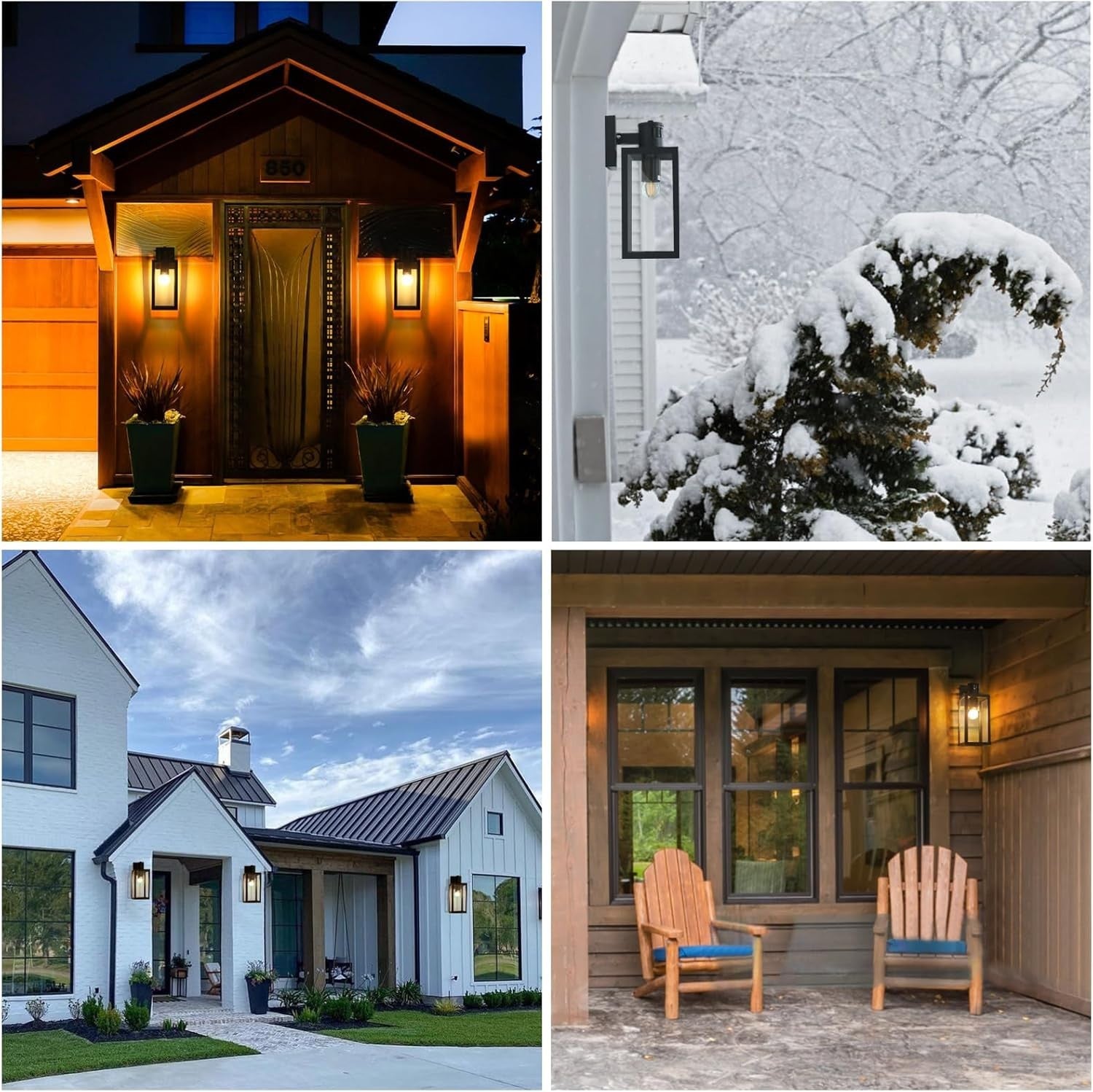 Waterproof Outdoor Wall Light PIR Sensor | 3-Mode E27 Porch Lantern Black