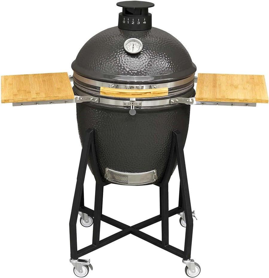 Large 22" Ceramic Kamado BBQ Grill Smoker with Stand | Wood/Charcoal