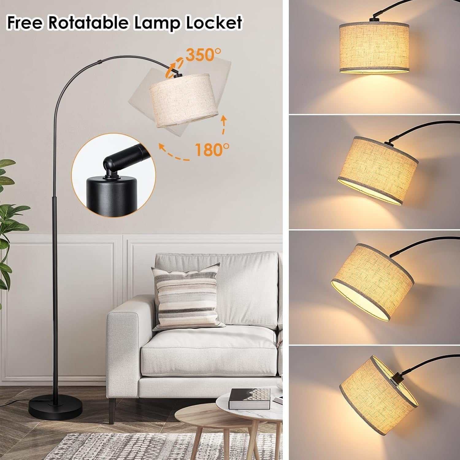 Modern Arc Floor Lamp with Remote & Foot Switch | Dimmable LED Reading Light