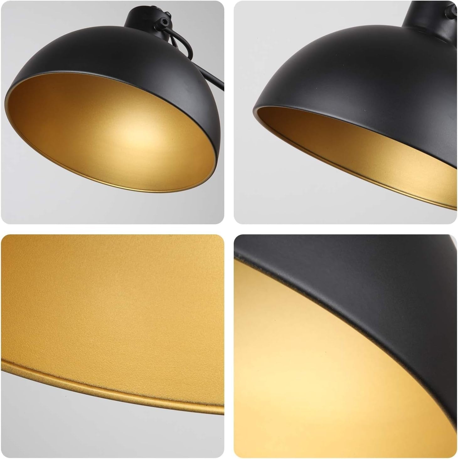 Adjustable Vintage Arc Floor Lamp | Black-Gold Metal Shade | Reading & Living
