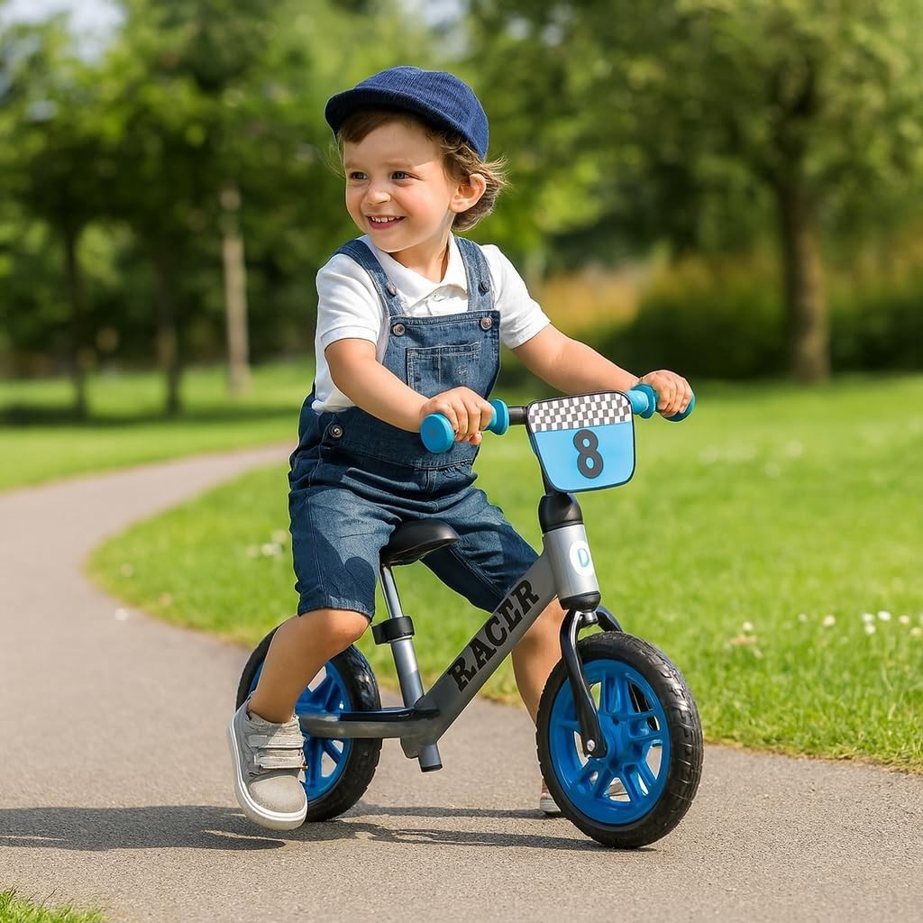 10" Kids Balance Bike Adjustable Seat Toddler Training Bicycle Blue