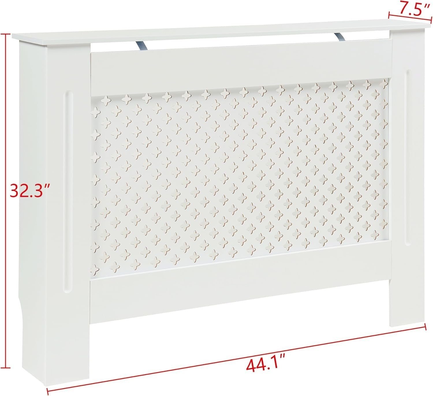 Medium White Radiator Cover 112cm Diamond Design MDF Cabinet for Living Room
