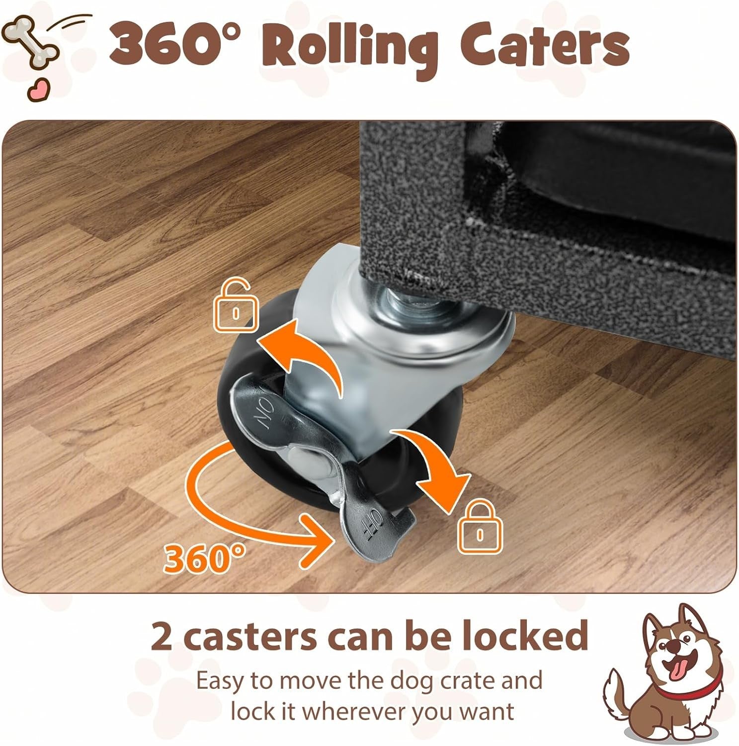 Heavy-Duty Foldable Dog Crate with Lockable Doors & Wheels for Large Dogs