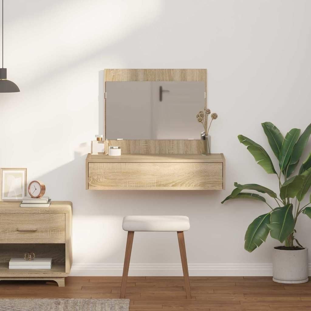 Modern Vanity Unit Drawer Mirror Sonoma Oak Bedroom Storage Dressing Table
