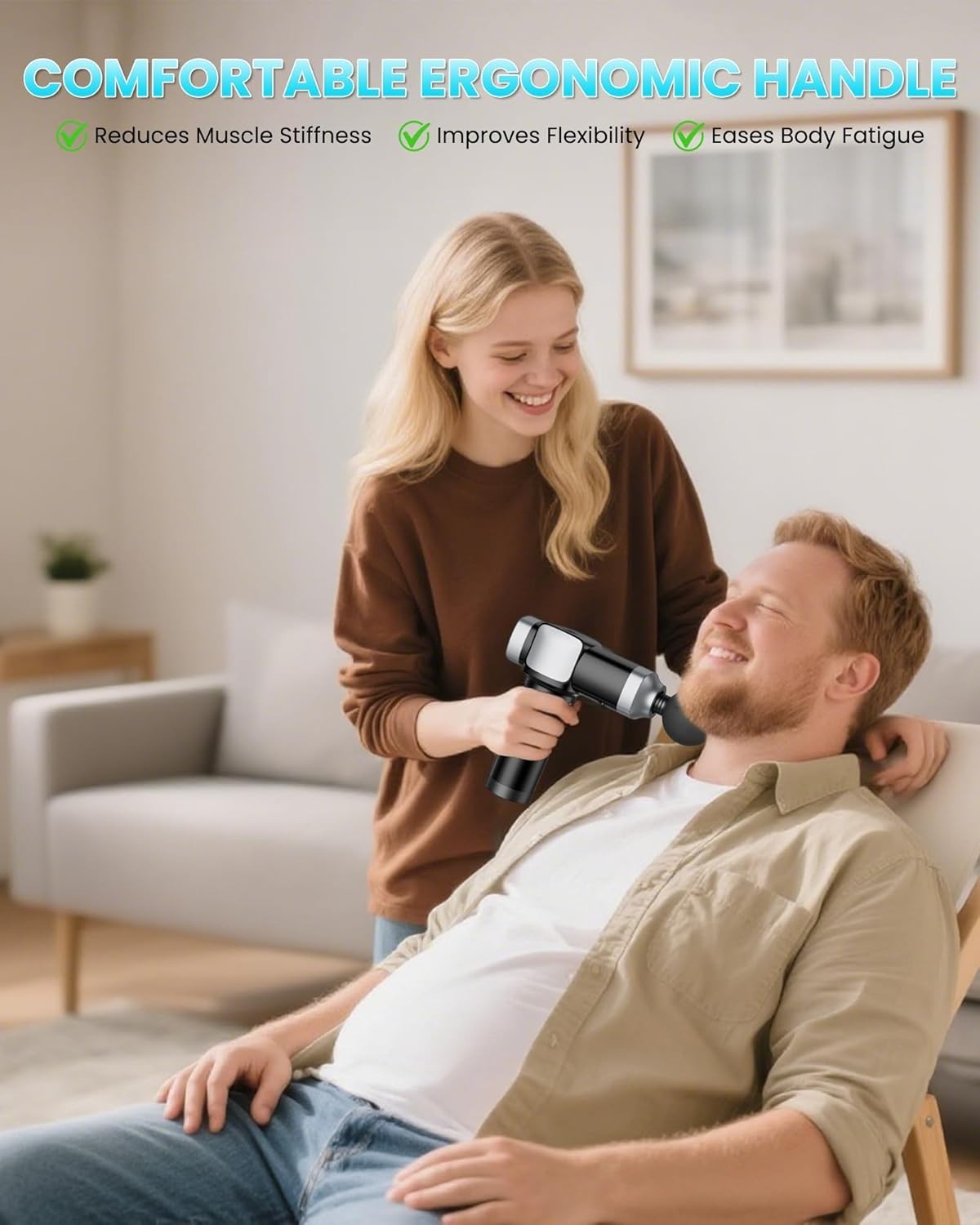 Deep Tissue Massage Gun Percussion Muscle Relief 30 Speeds 6 Heads Quiet