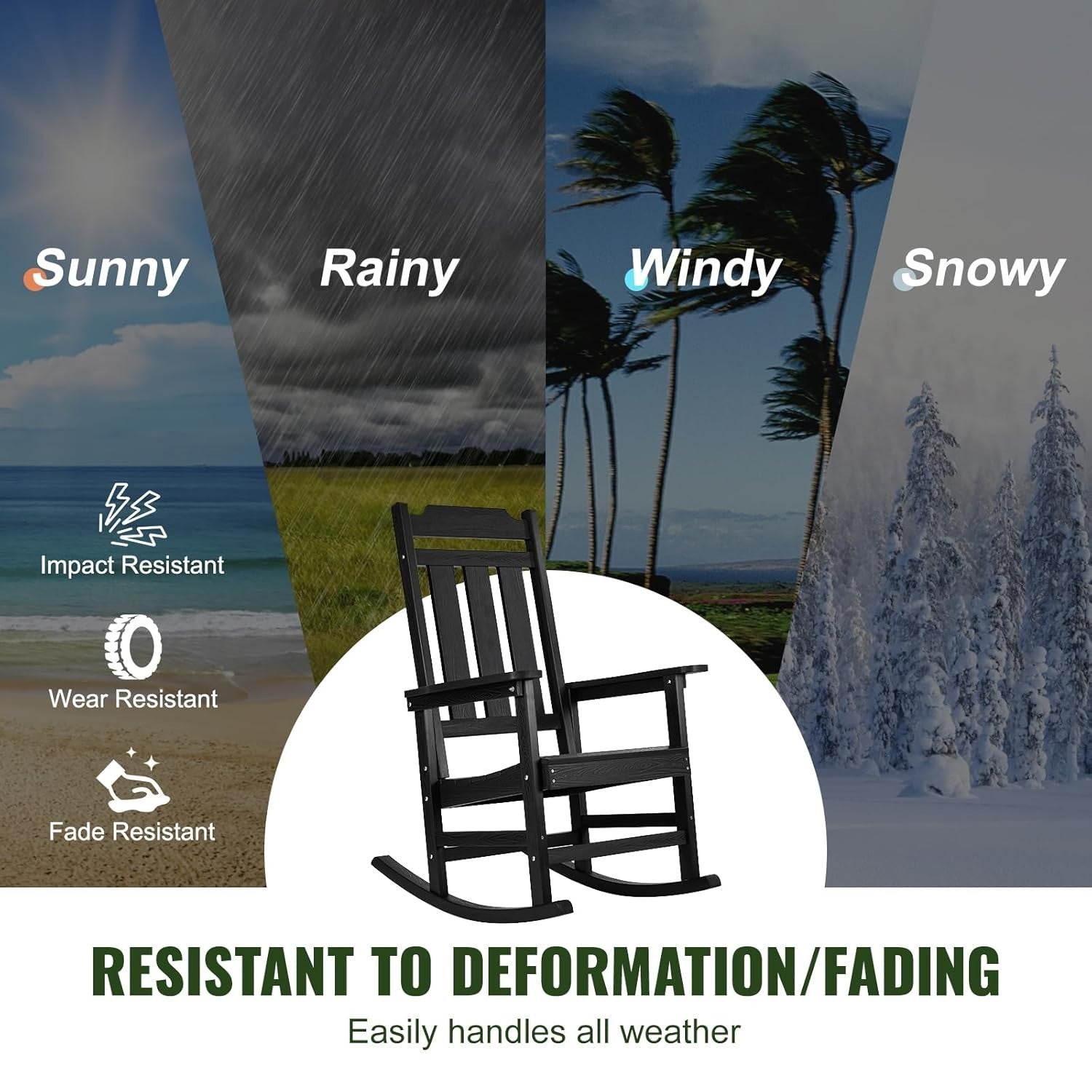 Outdoor Rocking Chair Set – Comfortable Patio Porch Chairs, Supports 400 lbs