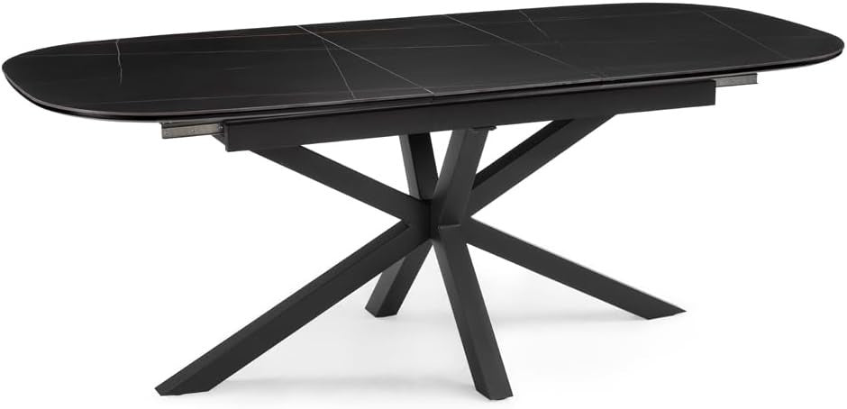 Extending Sintered Stone Dining Table Black Modern Heatproof Scratchproof