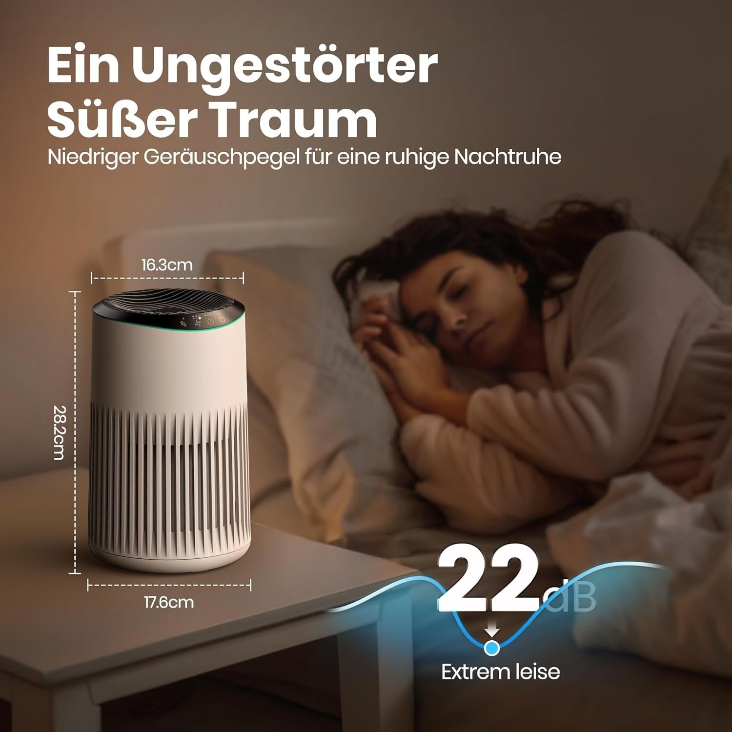 Quiet HEPA Air Purifier Bedroom Smoke Pet Odors Aromatherapy 22dB