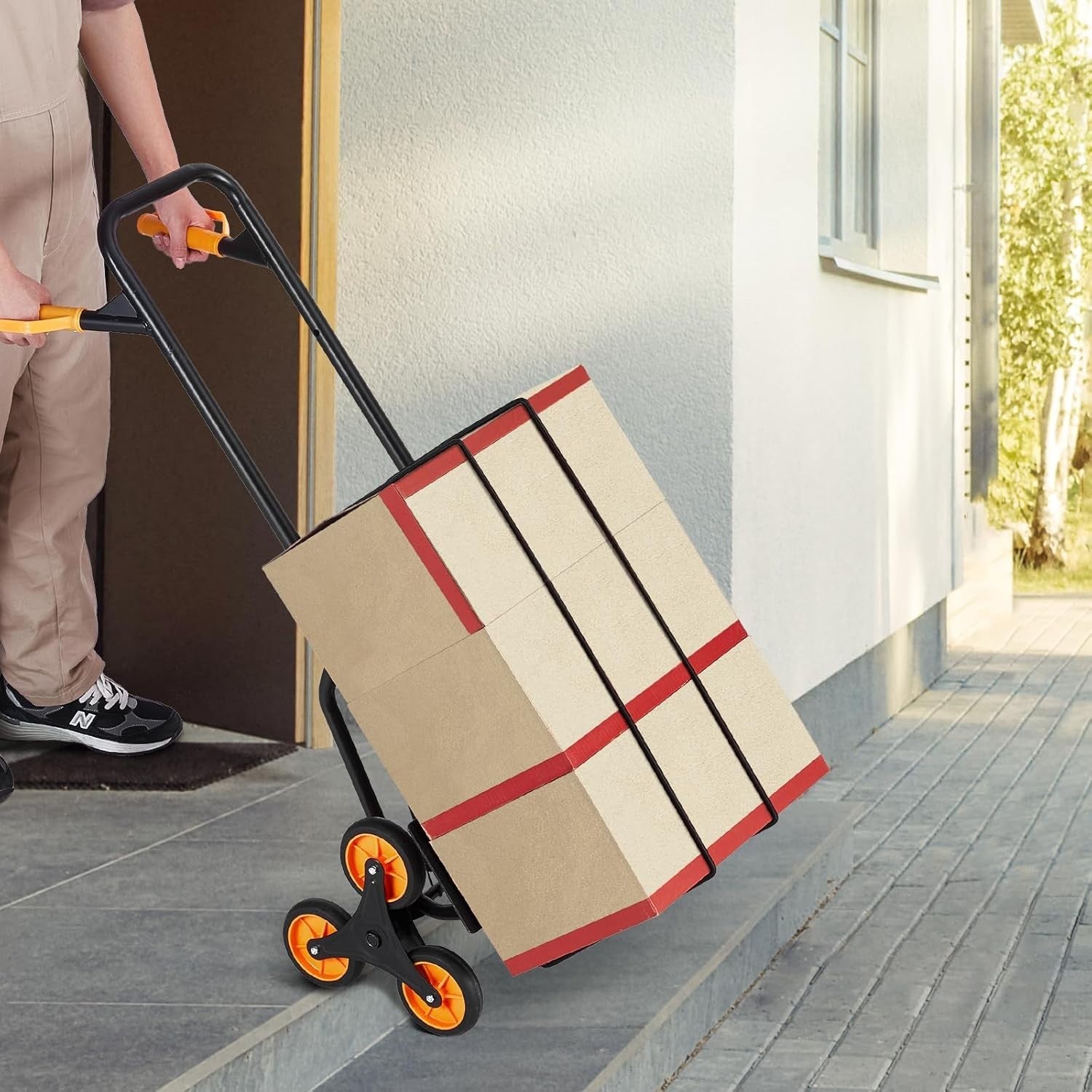Stair Climbing Hand Truck 440lb Folding Trolley 6 Wheel Dual Handle