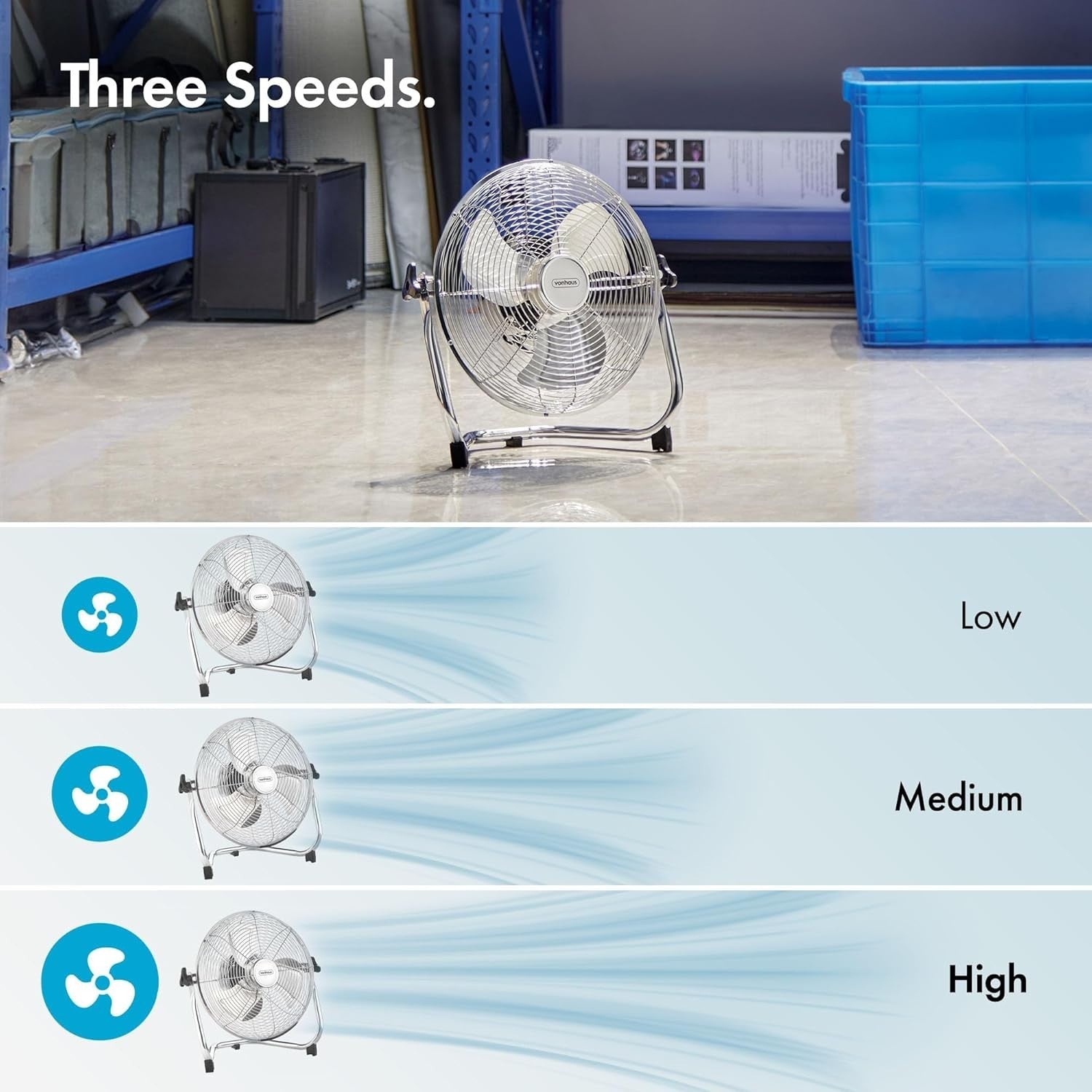 12" Floor Fan – 3-Speed Metal Quiet Cooling w/ Adjustable Tilt for Home & Office