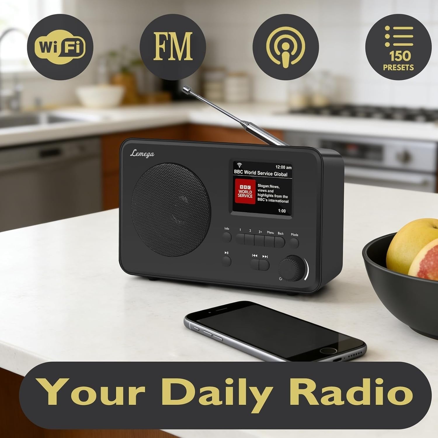 Internet Radio DAB+ FM Bluetooth 150 Presets Alarm Clock