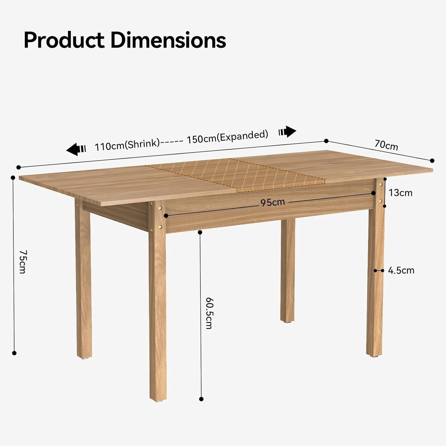 Extendable Dining Table 6-8 Seater Oak Wood Kitchen Home Solid Legs